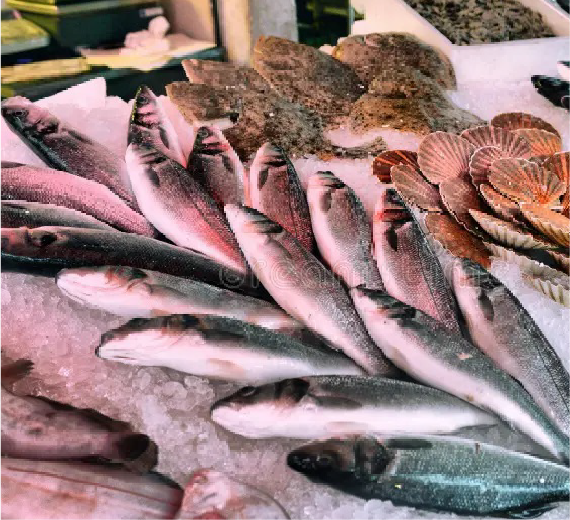 Woman selecting fresh fish